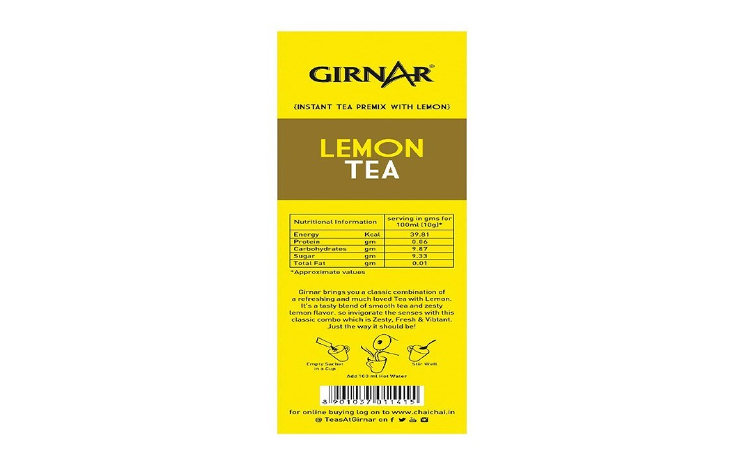 Girnar Lemon Tea (Tea Lemon-Flavour)   Box  10 pcs